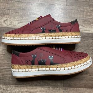 Burgundy Leather Cat Sneakers